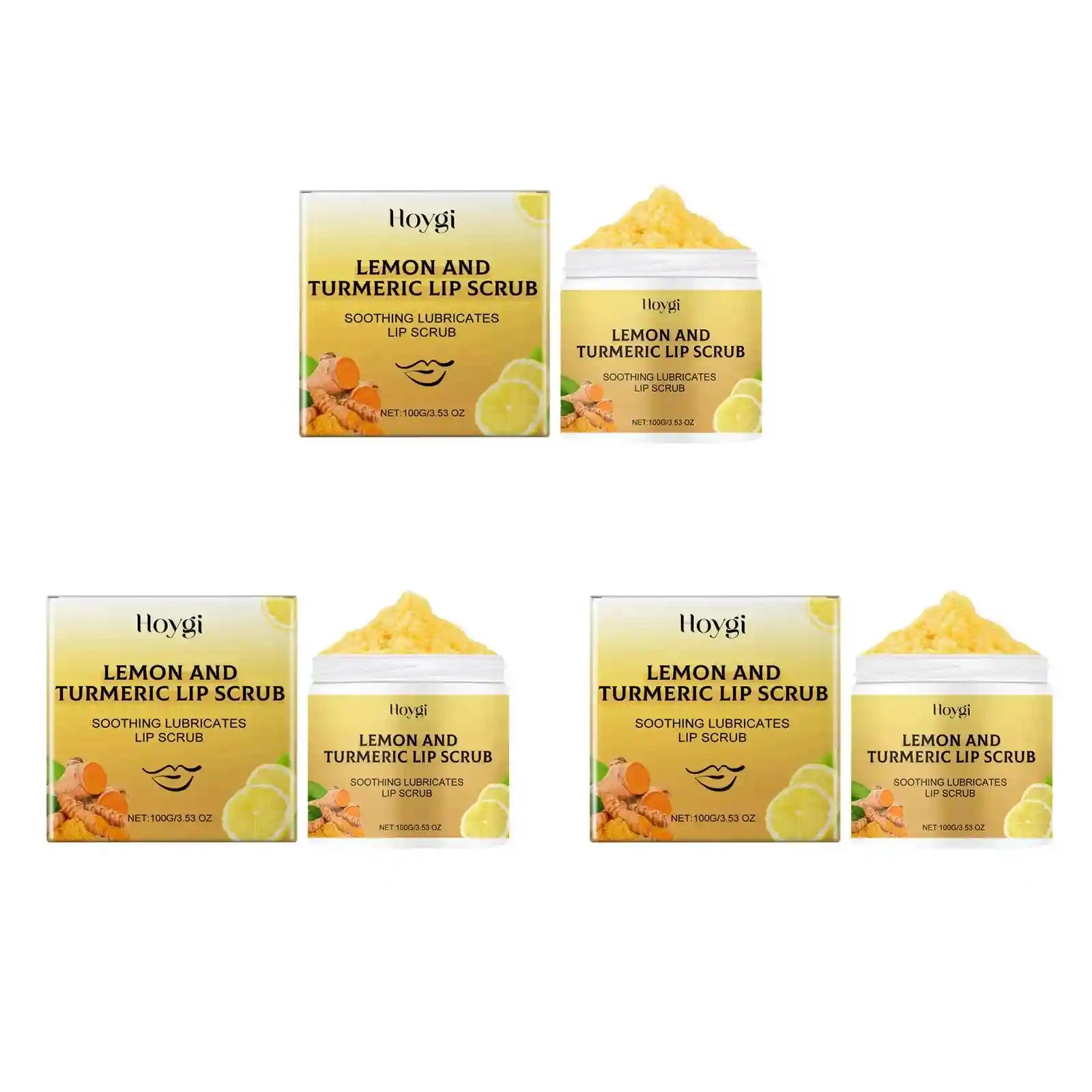 Turmeric Lemon Lip Scrub for Smoothing and Deep Hydration Lip Care 3Pcs Tidesmit