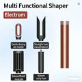 6-in-1 bronze ionic hair styler set with drying nozzle, straightening brush, and curling barrel for salon styling.