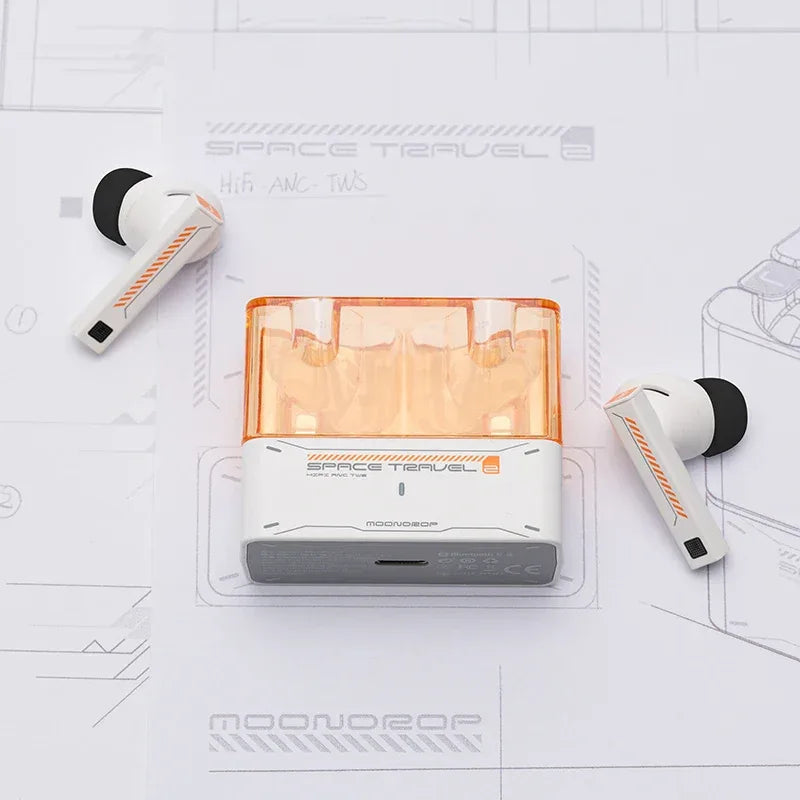 MOONDROP Space Travel 2 earphone HiFi Noise-Canceling TWS wiress Bluetooth 6.0 ANC Low-latency Game Mode SBC/AAC gaming headset Tidesmit