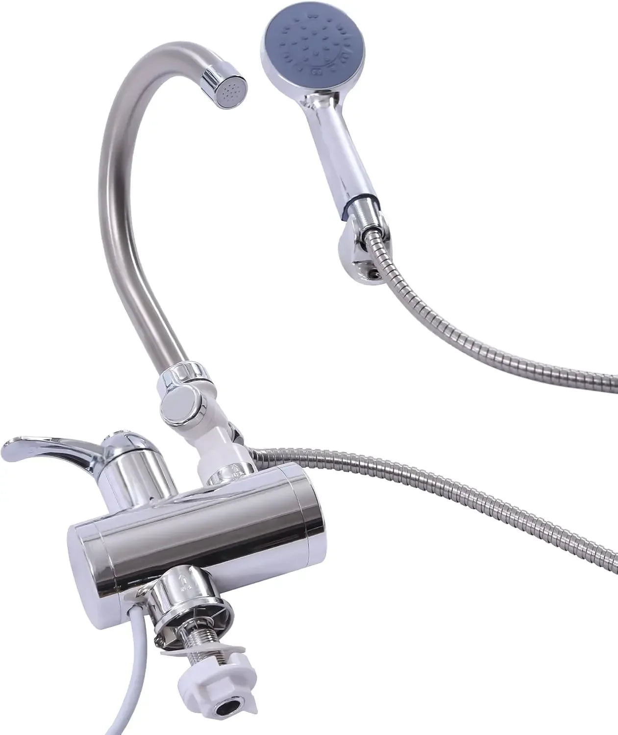 Electric Faucet, Stainless Steel Quick Heating 3000W, Kitchen Faucets with LCD Temperature Display, IPX4 Waterproof, Water Flow Control, EU Standard