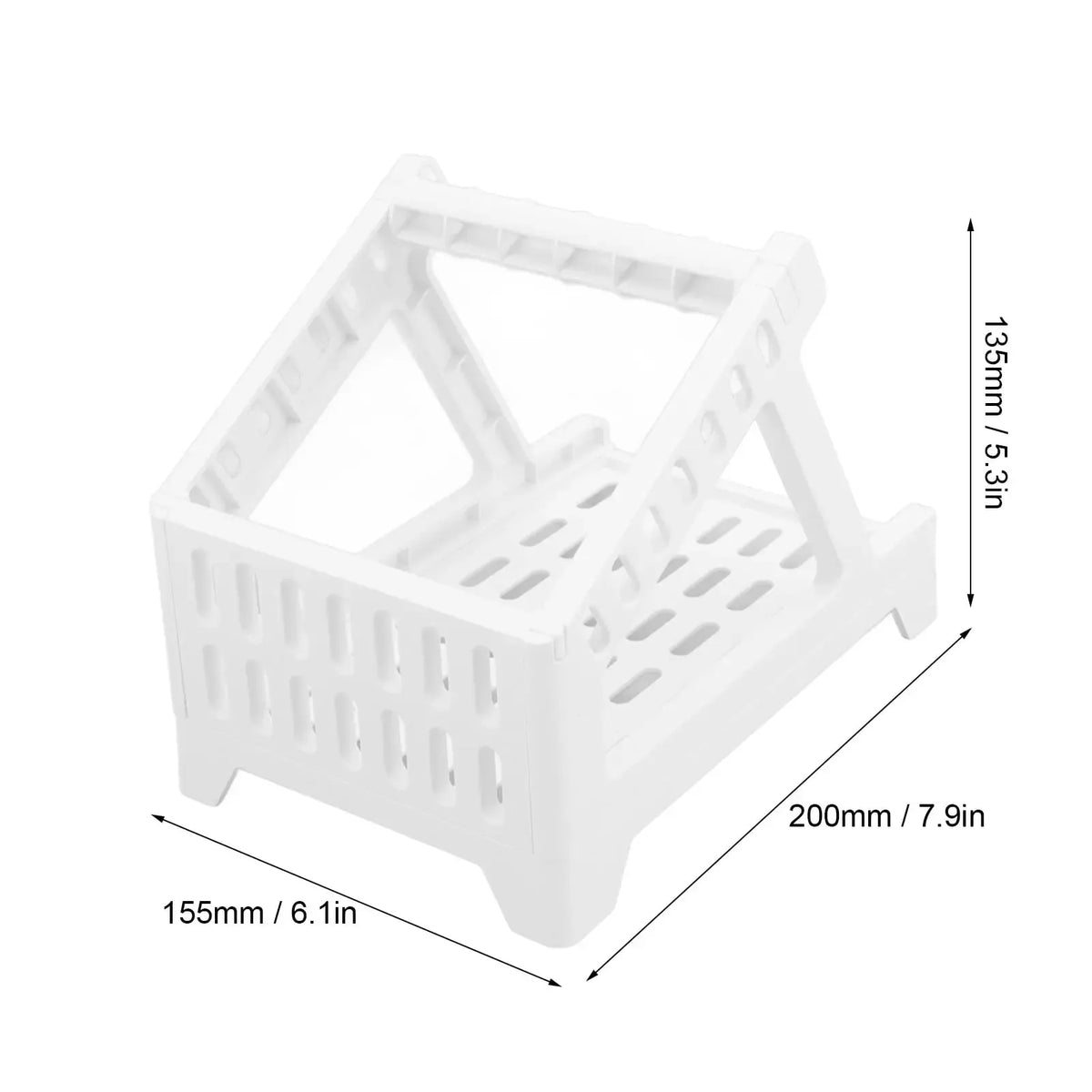 White plastic label holder tray with dimensions: 155mm x 200mm x 15.5mm