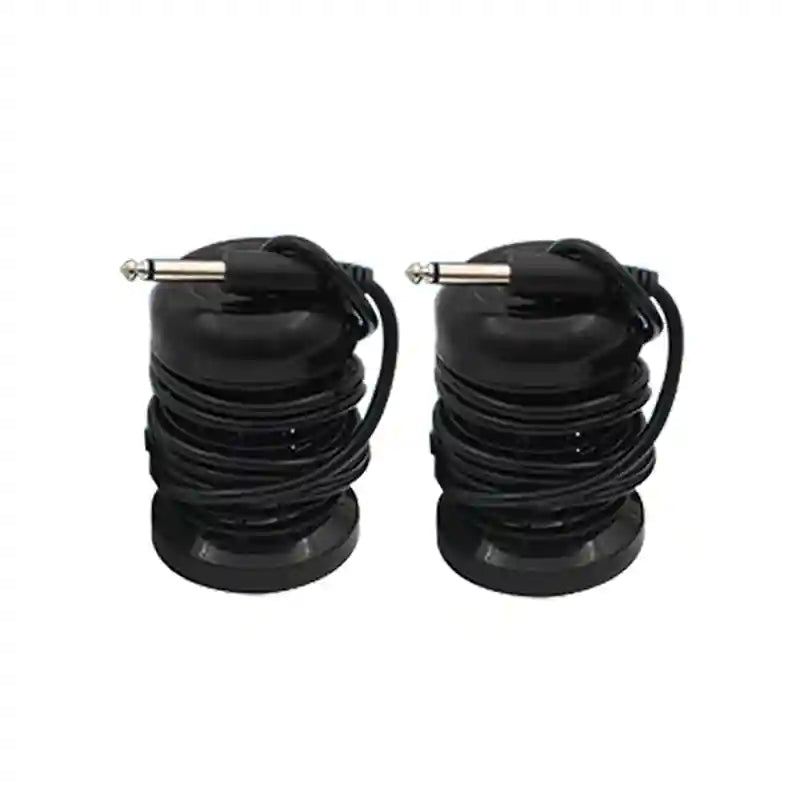 Two black ionic foot detox machine replacement arrays with coiled cords for spa therapy bath and massage treatment.