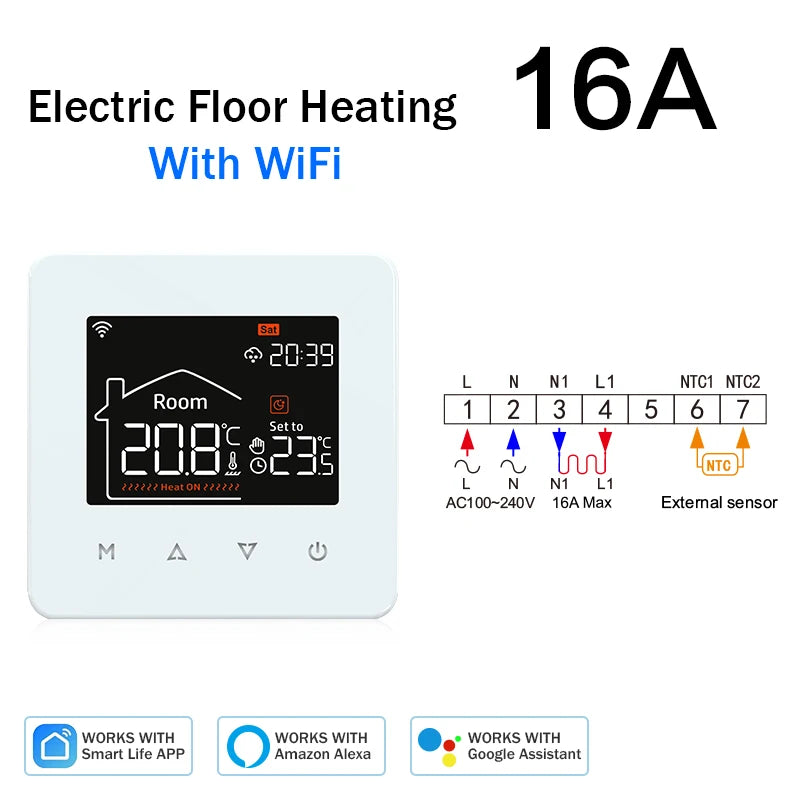 Tuya Smart Home Wifi Thermostat For Underfloor Heating Smart Thermostat Boiler Temperature Controller 220V Alexa Google Home