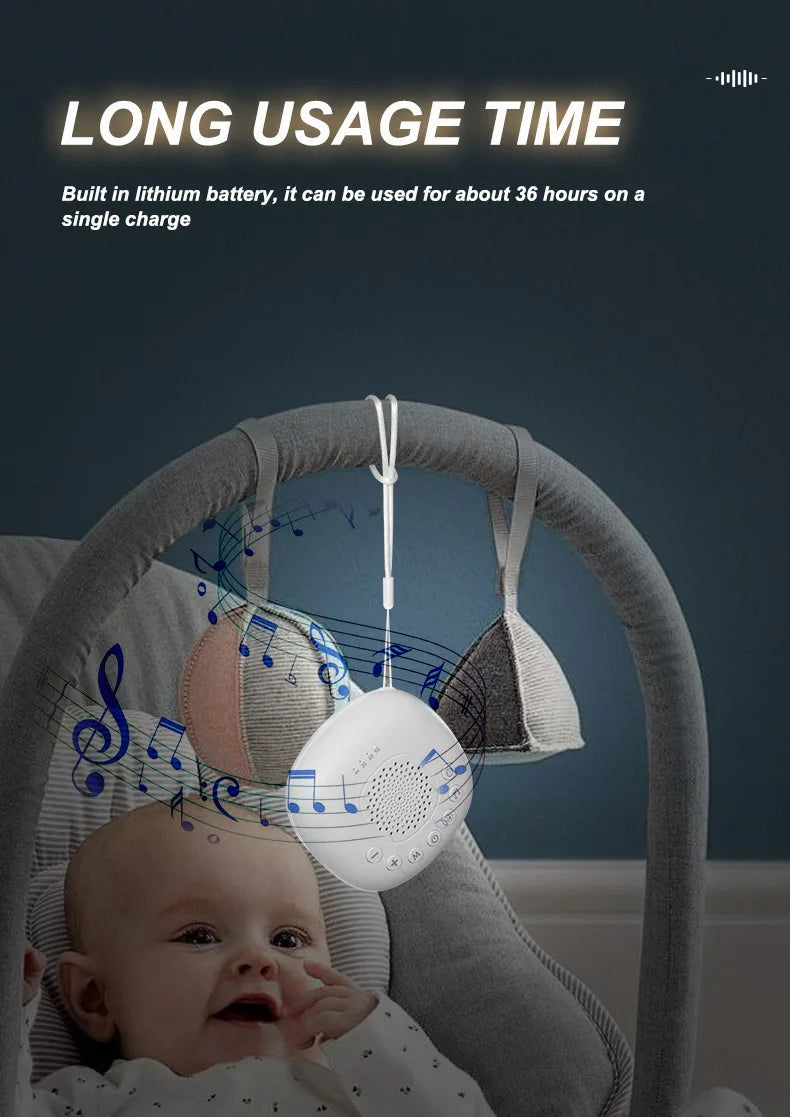 6/10/20Songs White Noise Sound Machine Portable Baby SleepMachine Soothing Sounds Volume Adjustable Builtin Rechargeable Battery