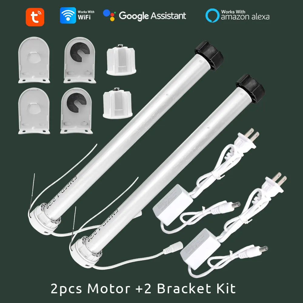 WiFi Roller Blind Motor for 38mm Tubes - App Controlled Smart Home Device 2 Motor and Bracket Tidesmit