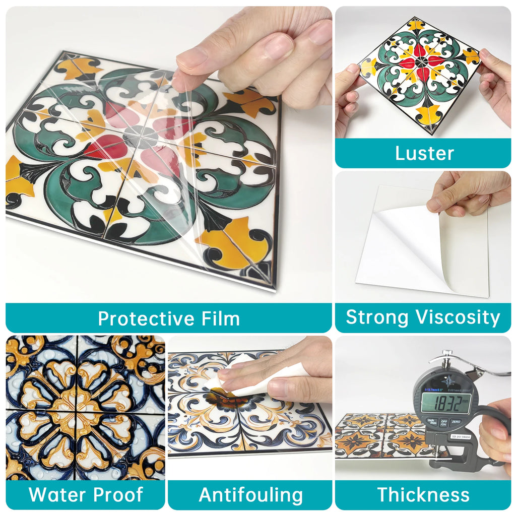 Classic Tile Self-adhesive Wallpaper, Waterproof Thickened PE Foam Wall Sticker for Bedroom, Bathroom, Kitchen, Tile Sticker