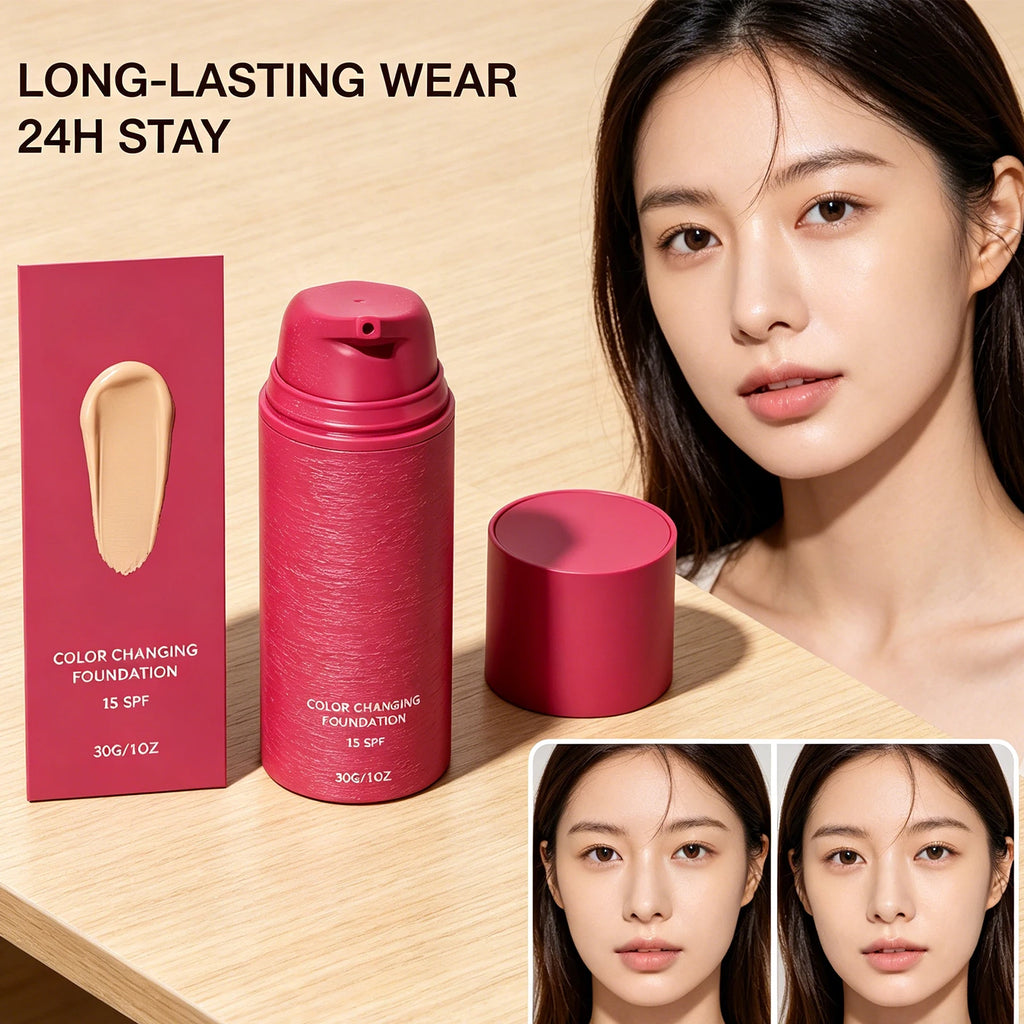 Tidesmit color changing foundation 30g natural tone adapting base makeup with long lasting waterproof finish