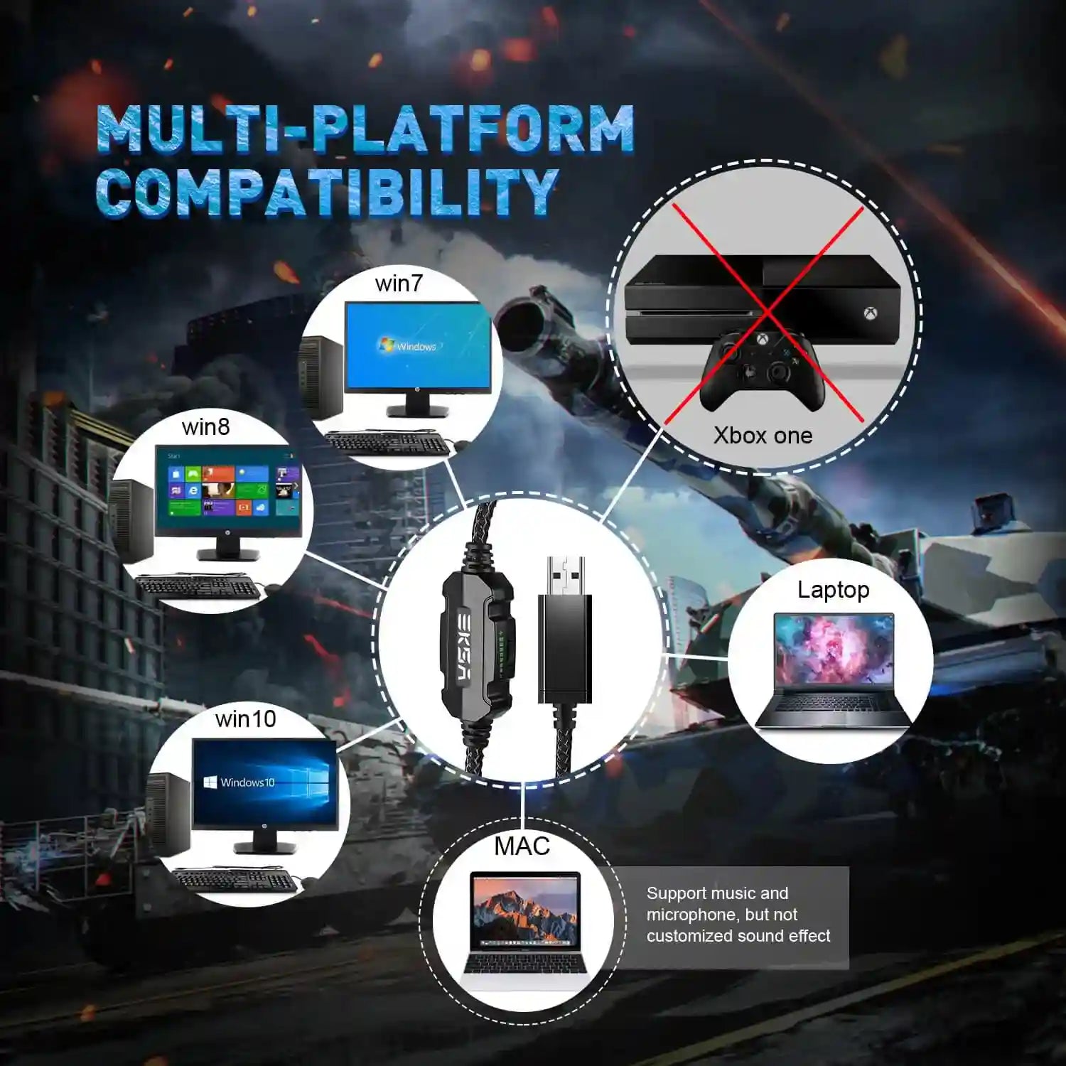 Wireless Gaming Headset with Mic - 7.1 Surround Sound for PC and PS5 Tidesmit