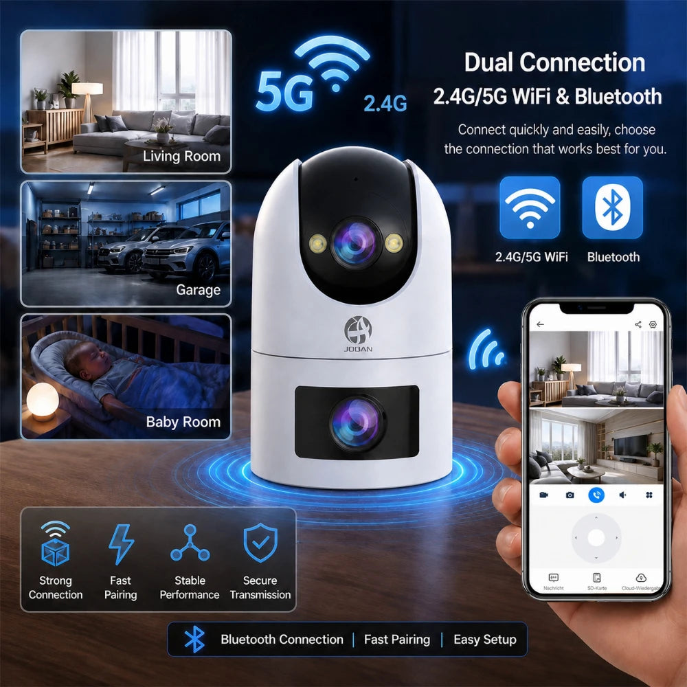 Jooan WiFi Surveillance Camera Dual Lens 4K 8MP HD Outdoor IP Camera AI Tracking Security Protection Wireless Smart Baby Monitor