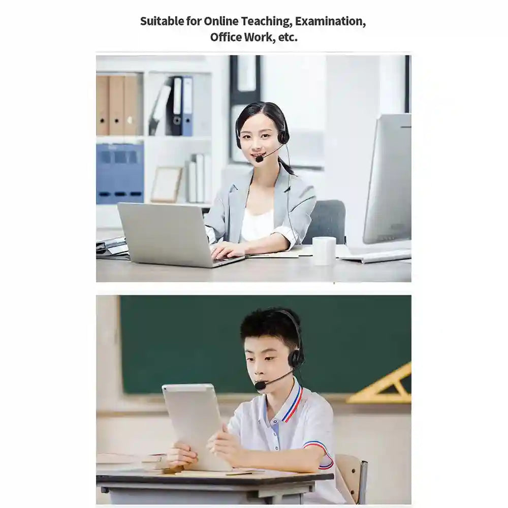 Computer Headset with Noise Cancelling Mic - USB & 3.5mm Options Tidesmit