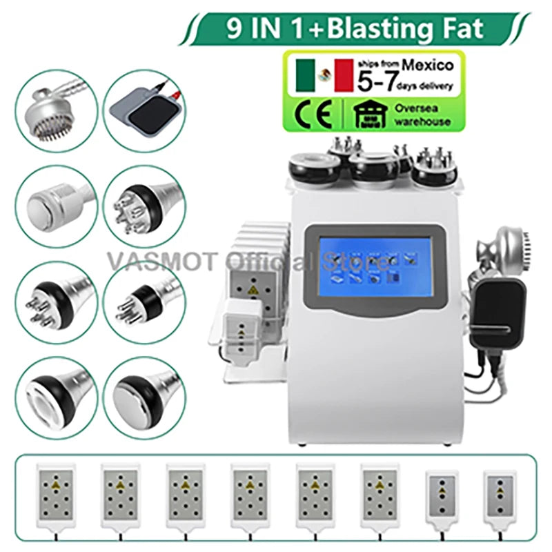 9-in-1 Ultrasonic Cavitation Machine for Professional Body Slimming Body Shaping Massage Equipment Tidesmit