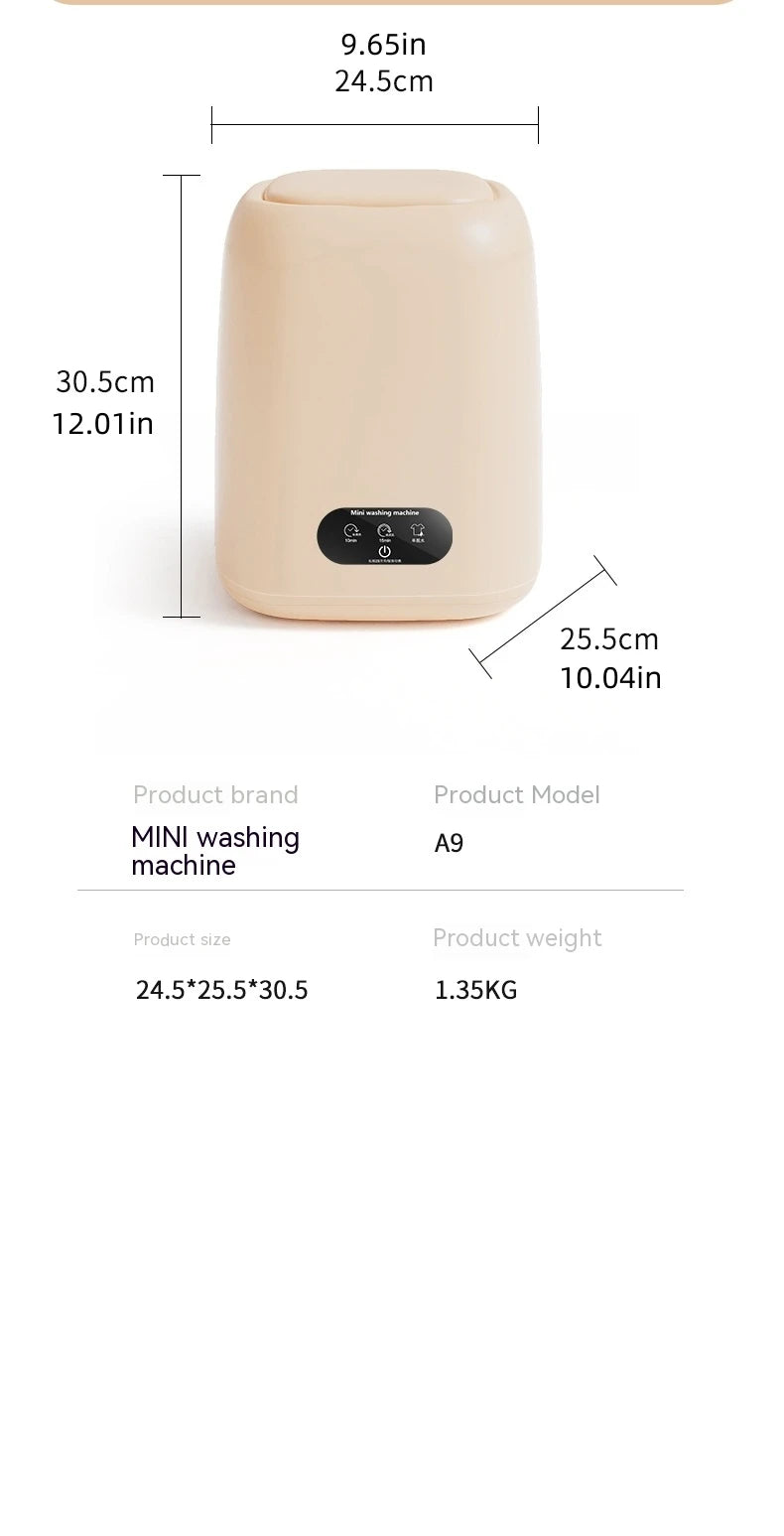 Tidesmit portable mini washing machine with spin dryer for underwear and children's clothes, side view detail