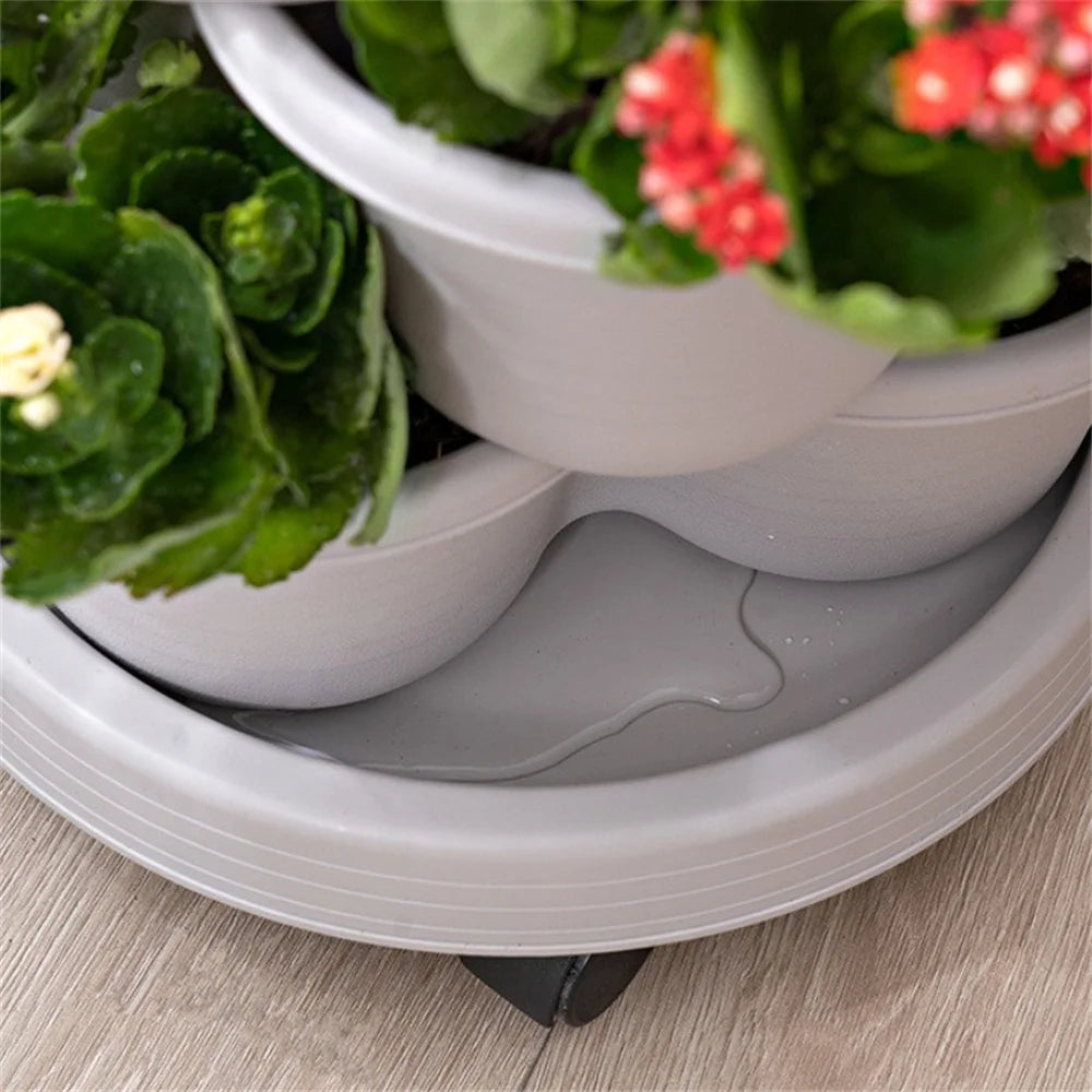 3-4-Tier Stackable 3-Petal Modular Vertical Garden Planter with Wheels Movable for Strawberries, Herbs, & Vegetables,