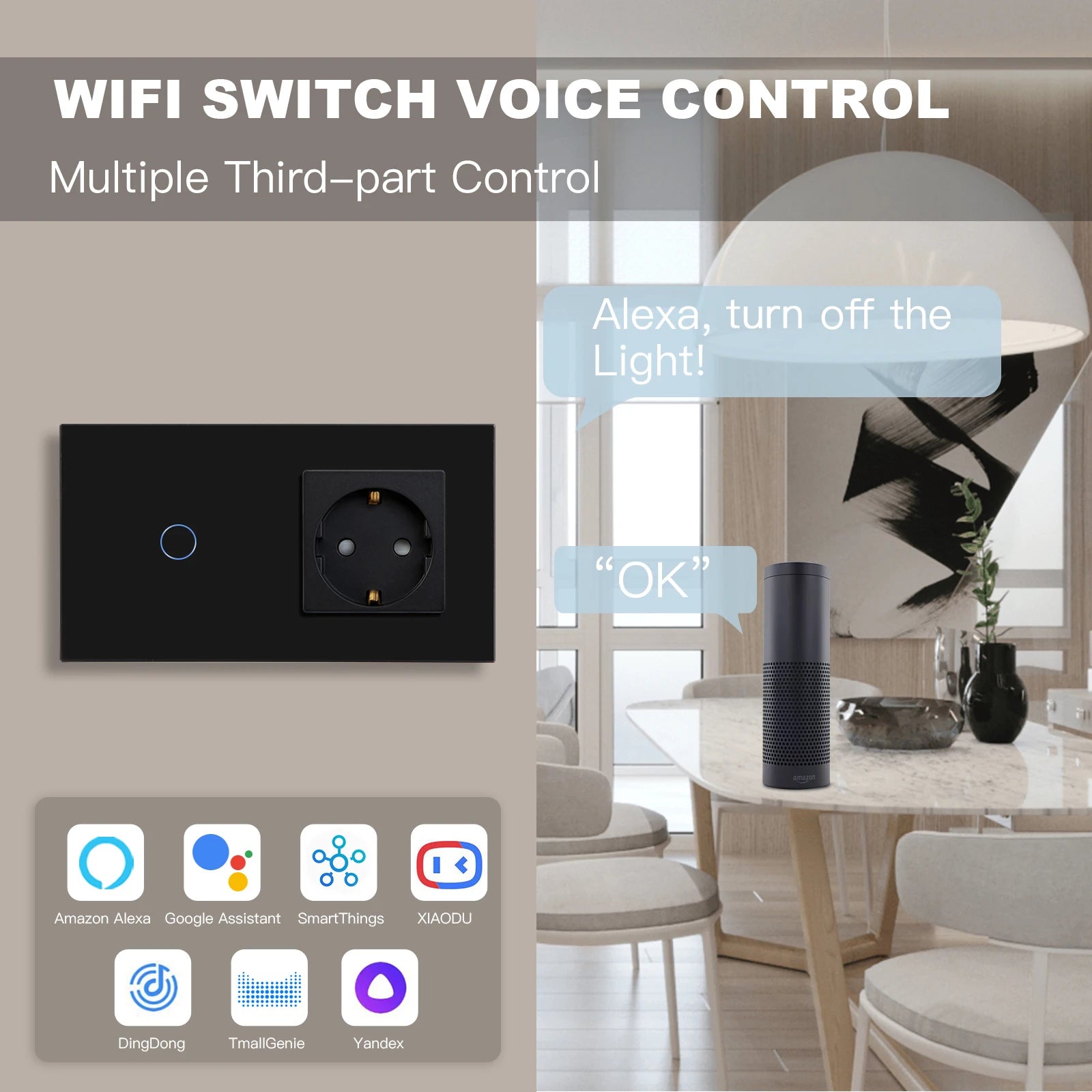 Wifi Smart Light Switch | 1-3 Gang Touch Control | Alexa & Google Compatible Tidesmit
