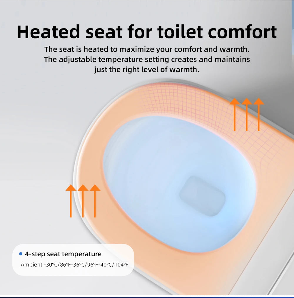 Smart Toilet Seat Cover - Water&Energy Saving, Instant Heating, Self-Cleaning, LED Night Light-Efficient Hygienic Bathroom Lid