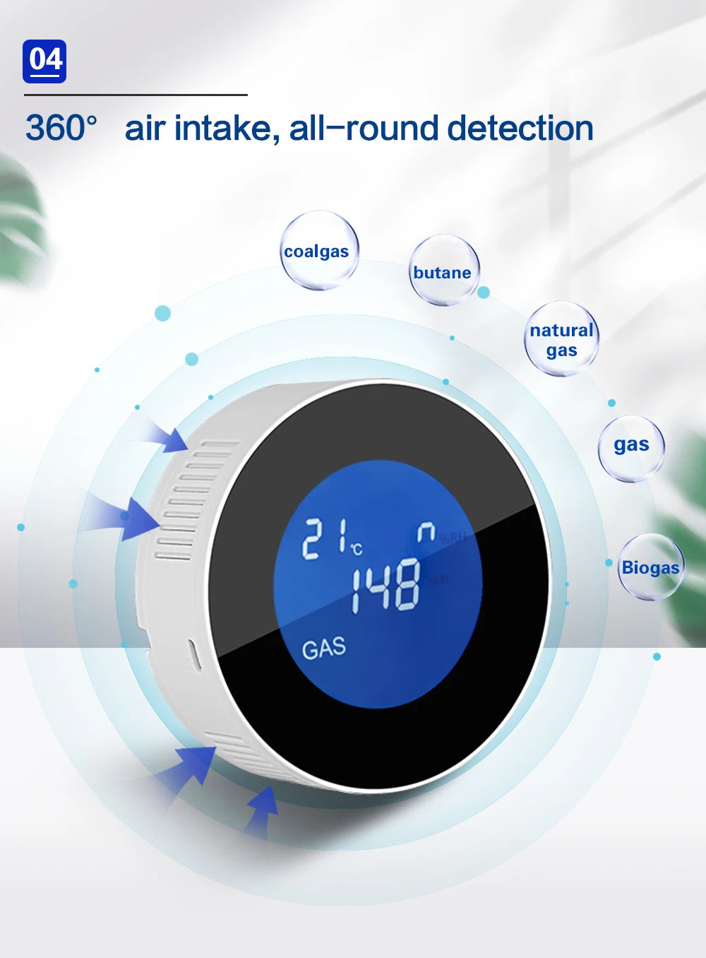 WiFi Gas Leak Detector Alarm - Smart Home App-Controlled Sensor Tidesmit