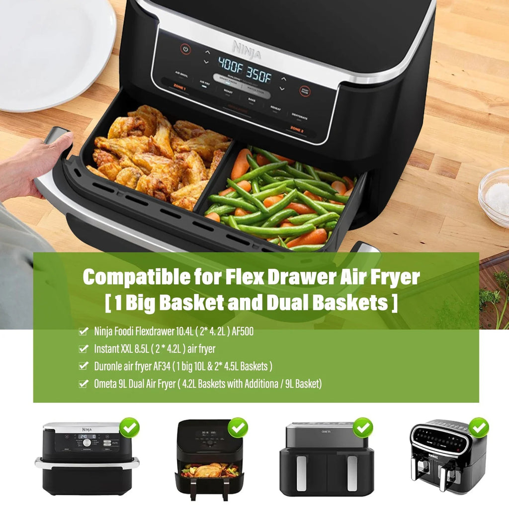 3Pcs Air Fryer Tray Silicone Mold For Ninja Af500 Air Fryer Liner Basket Reusable Oven Baking Tray Non-Stick Pizza Grill Pan