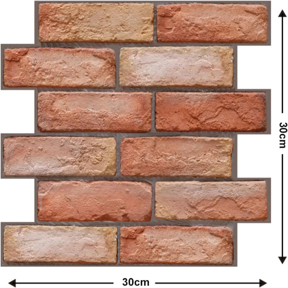 Pack of 10 3D Wall Panels, Stone Look, Self-Adhesive, Peel and Stick Fake Brick Decorative Tiles for DIY Wall Decor