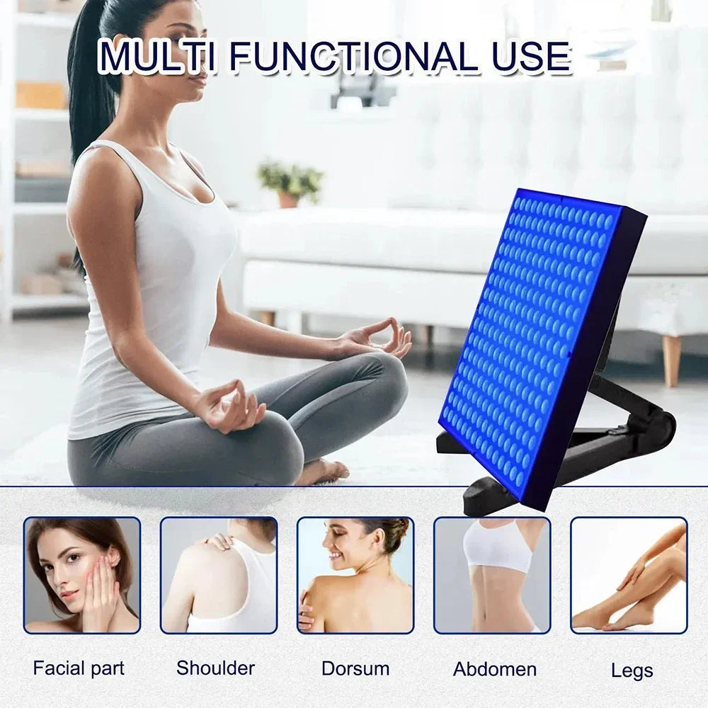 Adjustable 225 LED UV tanning lamp for home use, featuring 460nm purple light for body, face, and skin care.