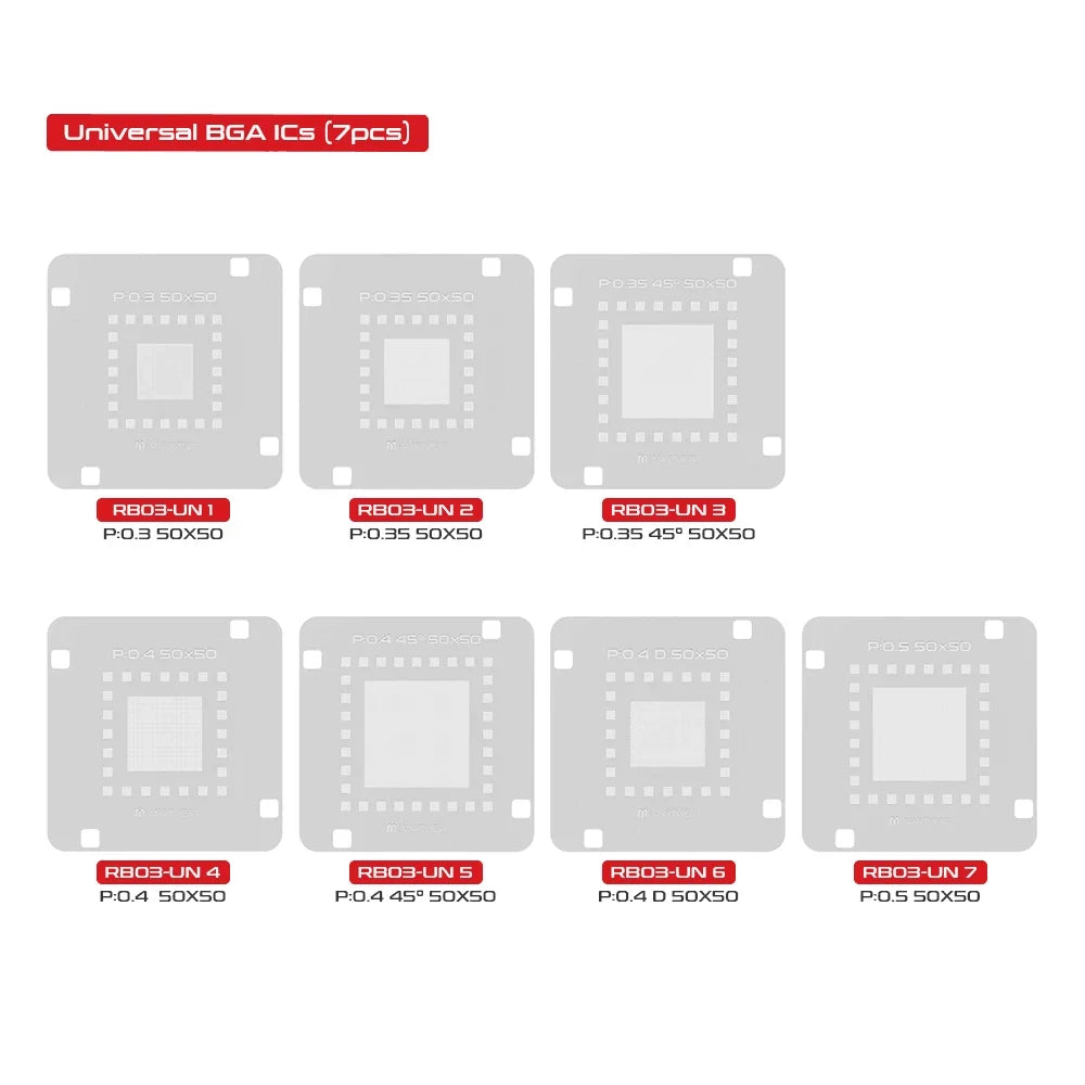 Martview RB03 RB-03 Fullset Multi-functions Automatic Positioning Universal BGA Reballing Station Holder Template - 97pcs Nets