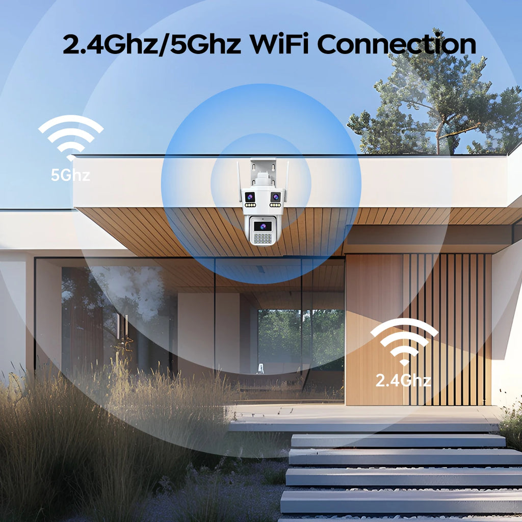 JOOAN 6K Three Lens PTZ IP Camera Outdoor Three Screen 5G WiFi Ai Tracking IP66 Waterproof CCTV Video Security Camera