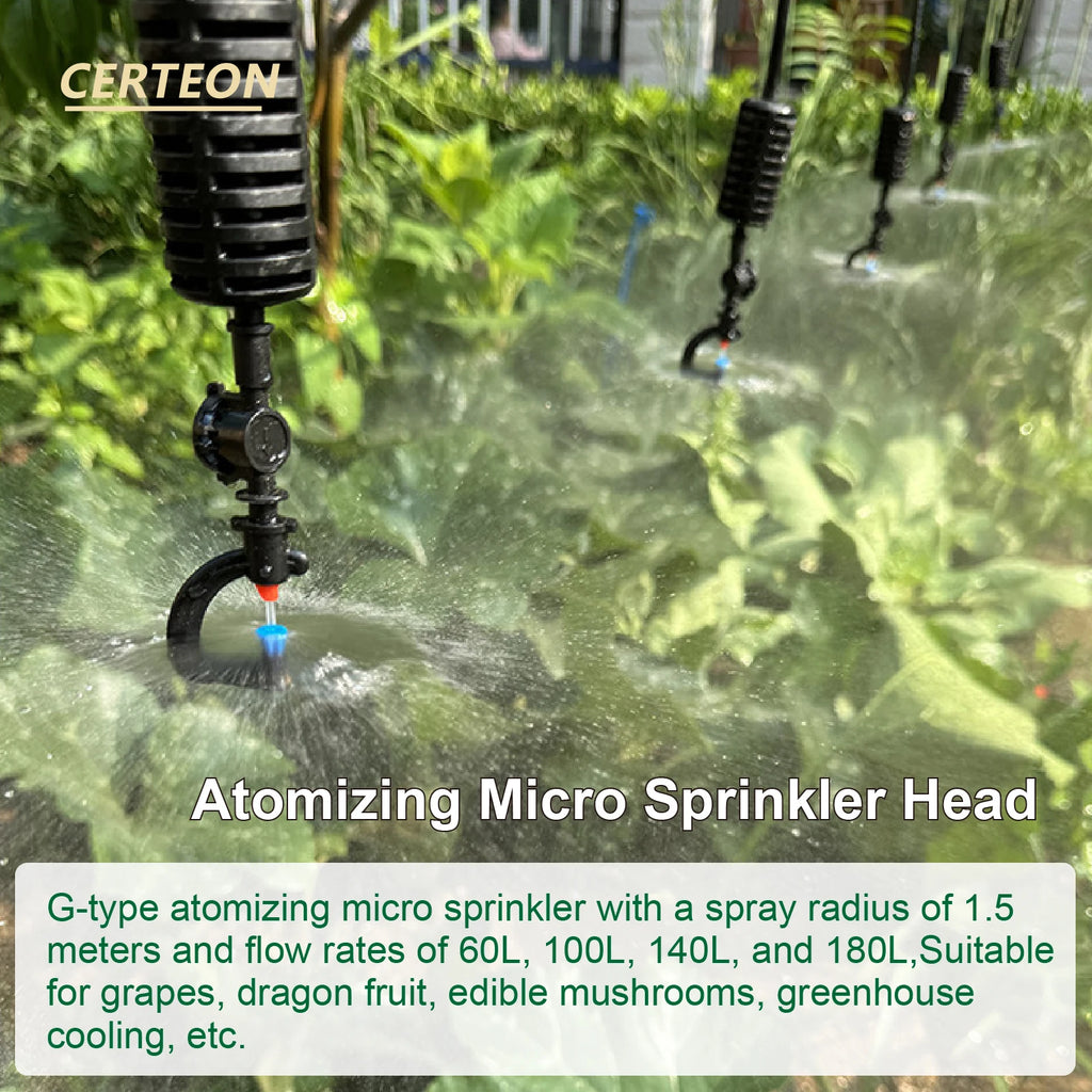 10 Pack Mist Nozzle Kit 360° Rotating Hanging Irrigation Nozzles Greenhouse Cooling Mist Spray Garden Water System Agriculture