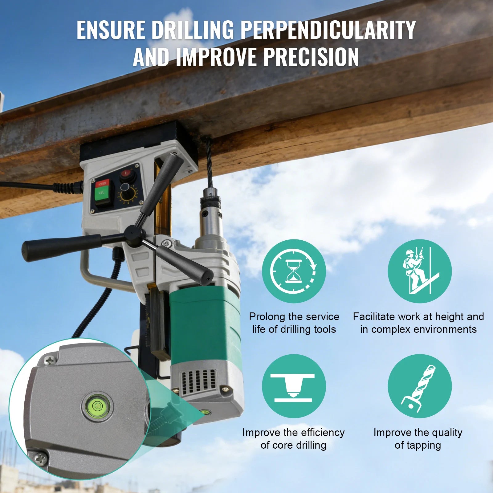 SIHAO Electric Magnetic Drill Machine 1450W/1550W 1.57/2" Max Drill Diameter 750 820 RPM Industrial Boring Tool