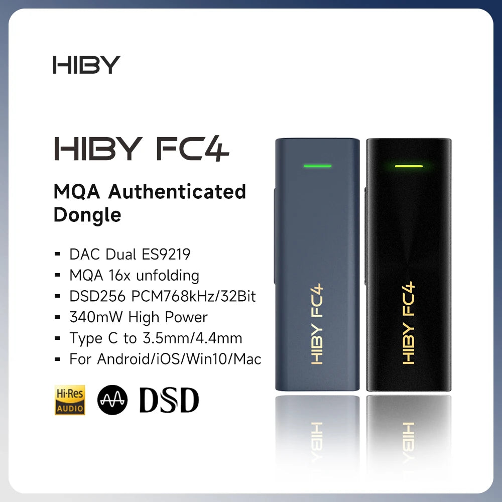 HiBy FC4 USB DAC Dongle & MQA Headphone Amplifier for High-Fidelity Audio Tidesmit