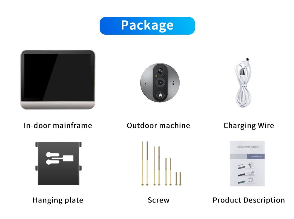Smart Life Wireless Security Home Video Doorbell Camera Wifi 2.4G 1080P Ring Bell Door Peephole Intercom Video With Screen