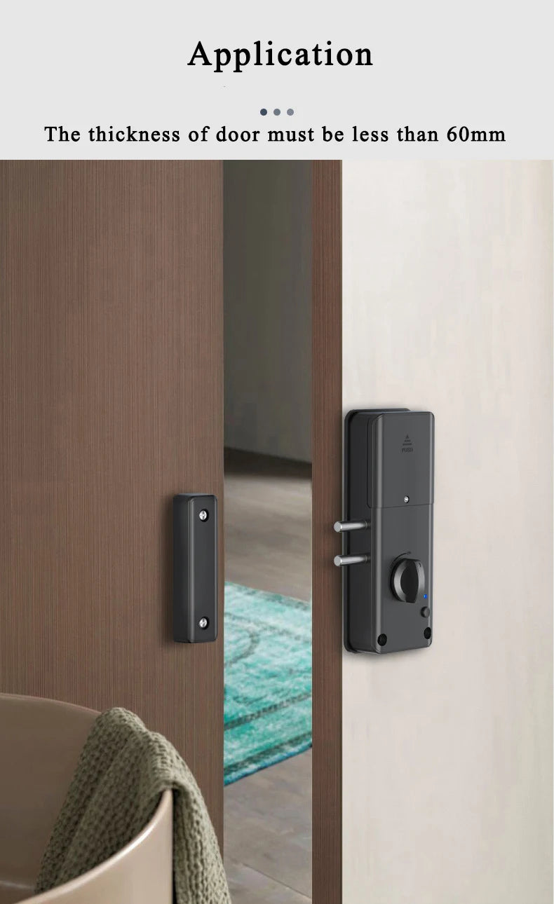 TTLock APP Remote Control Automatic IC Card Motor Lock Invisible No Drill Hole Installation For Wooden Door