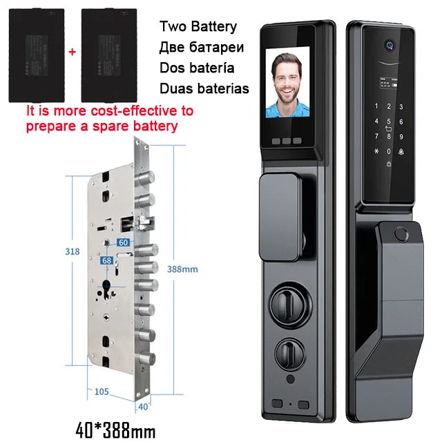 Outdoor Waterproof Lock Wifi Tuya APP Remote Voice Intercom Electronic Door Lock Face Fingerprint Smart Door Lock With Camera