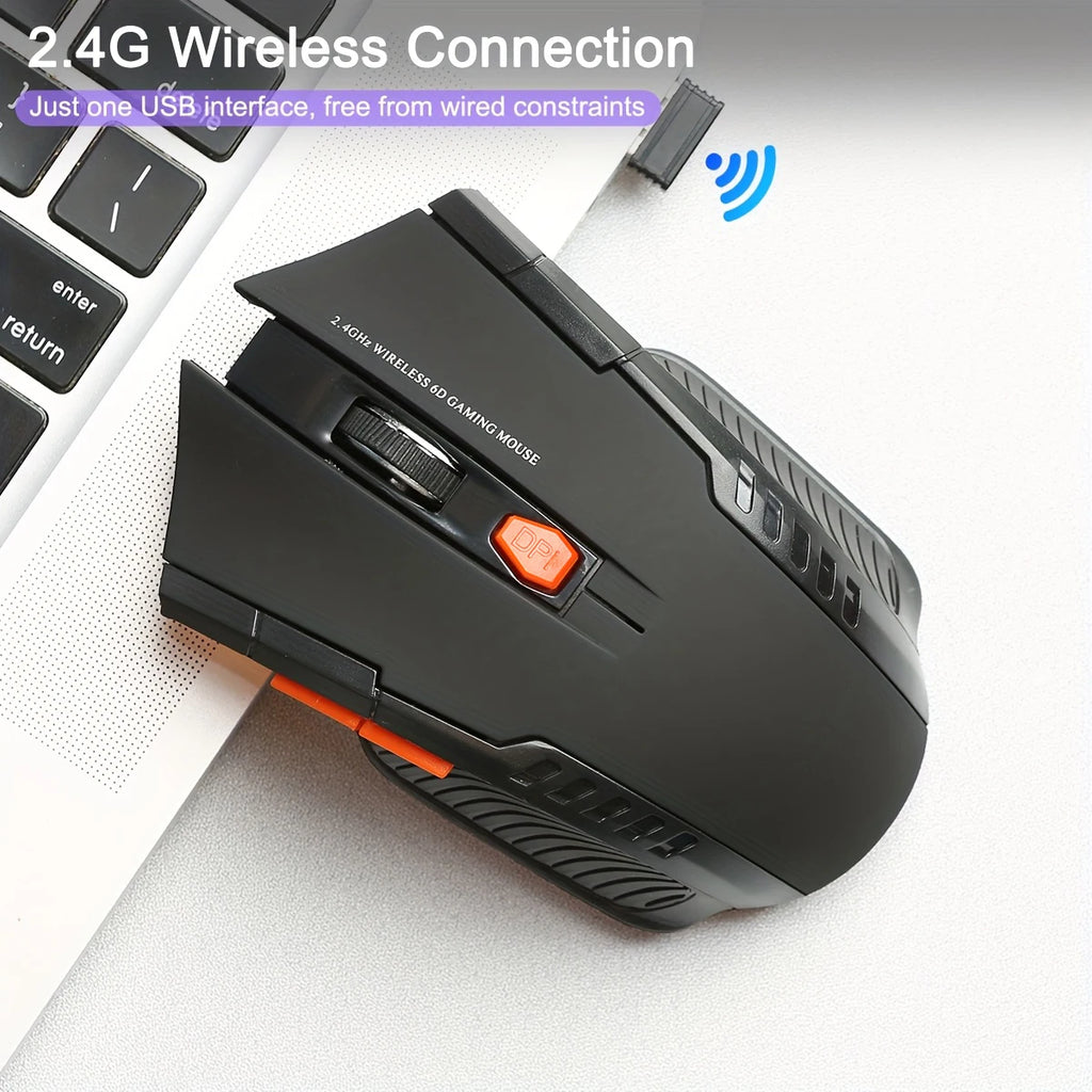 2.4G Wireless Mouse for Laptop Gamer Ergonomic Computer Mouse Wireless with USB Receiver 1600DPI 6 Buttons Portable Optical Mice