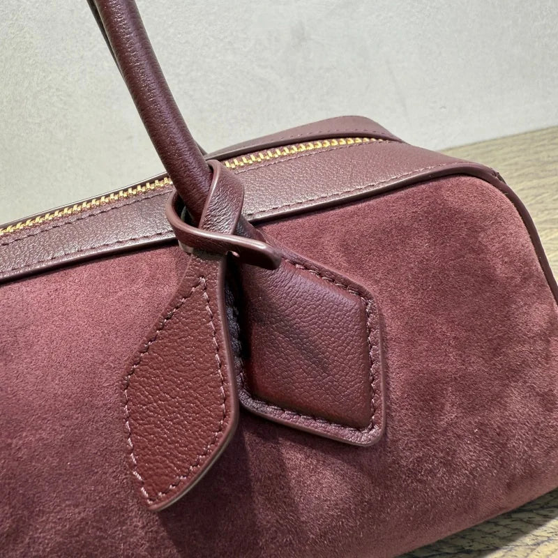 Ladies' luxurious high-quality genuine leather all steel hardware double-sided pull tab sausage handbag