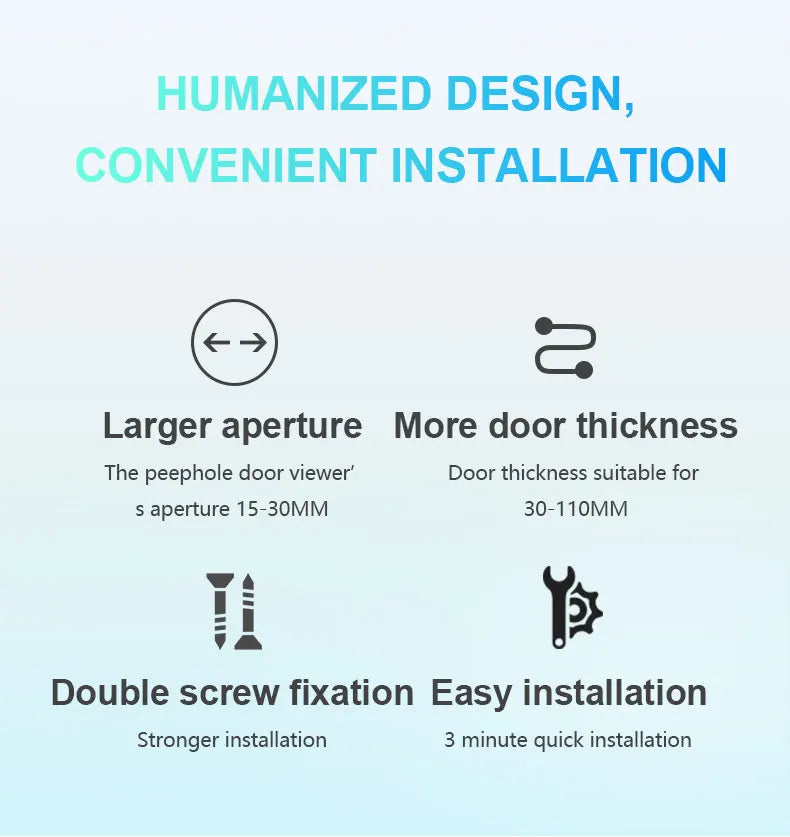 Danmini Digital Door Peepholes 4.3 Door Bell Visual Doorbell Security Camera Outdoor Housing Wireless Bell HD Peephole Camera