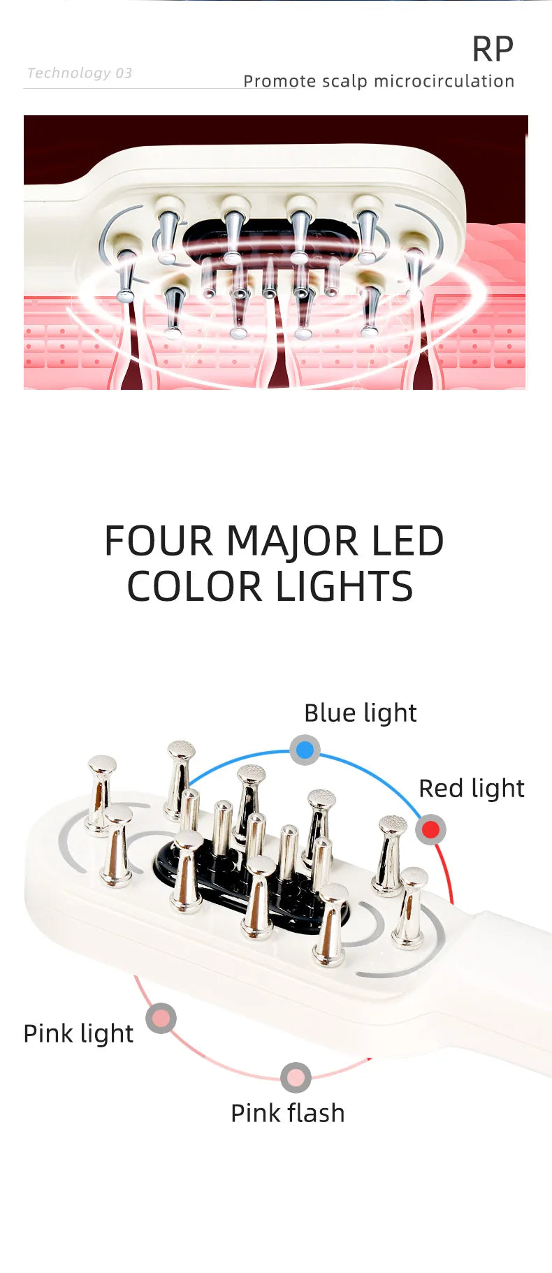Red Light Therapy Hair Growth Comb - Professional Scalp Massager Relaxation Treatment Tidesmit