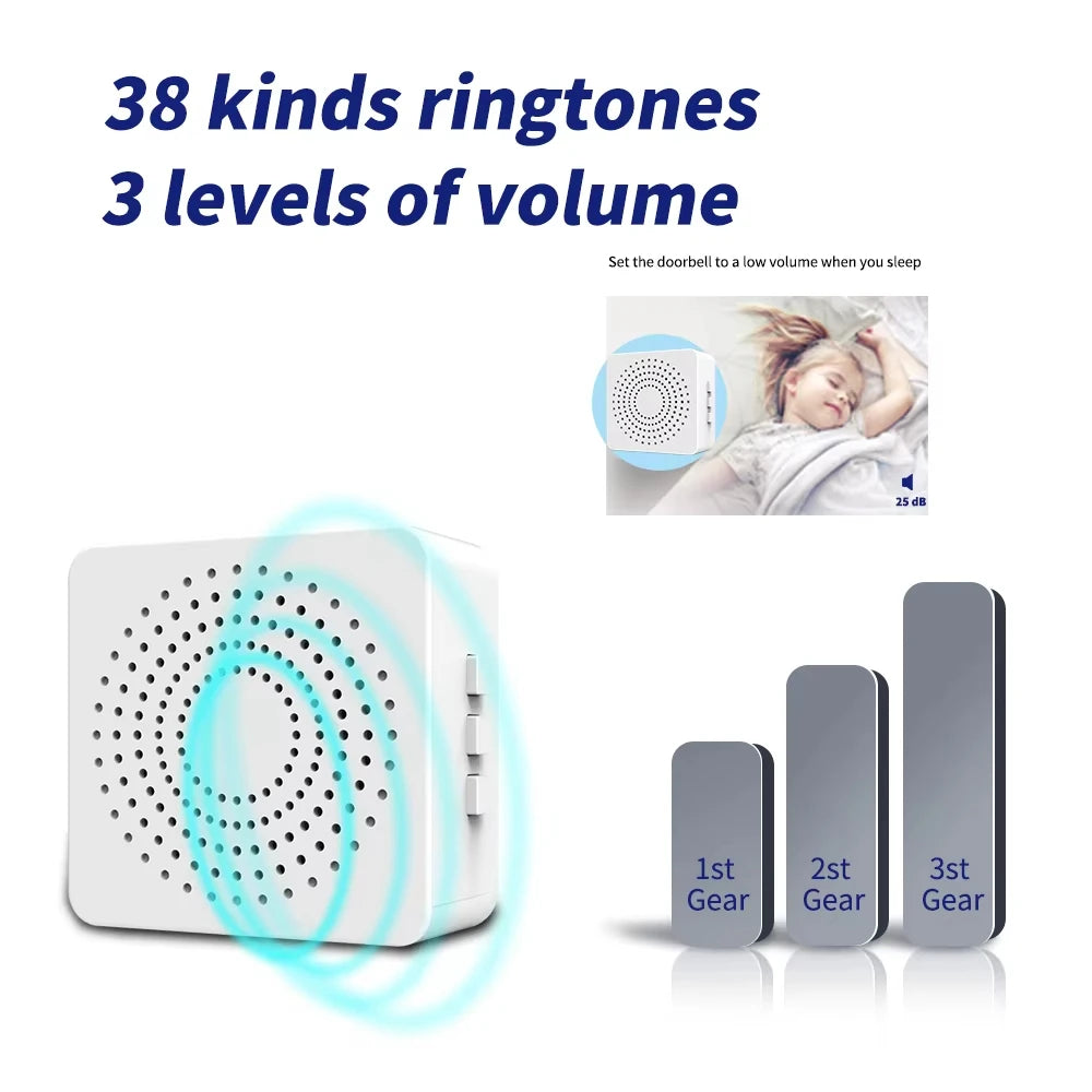 USB Doorbell - Wireless Home Smart Ultra-Long-Range Remote Control Doorbell - USB Power Supply - Elderly Call Reminder Device