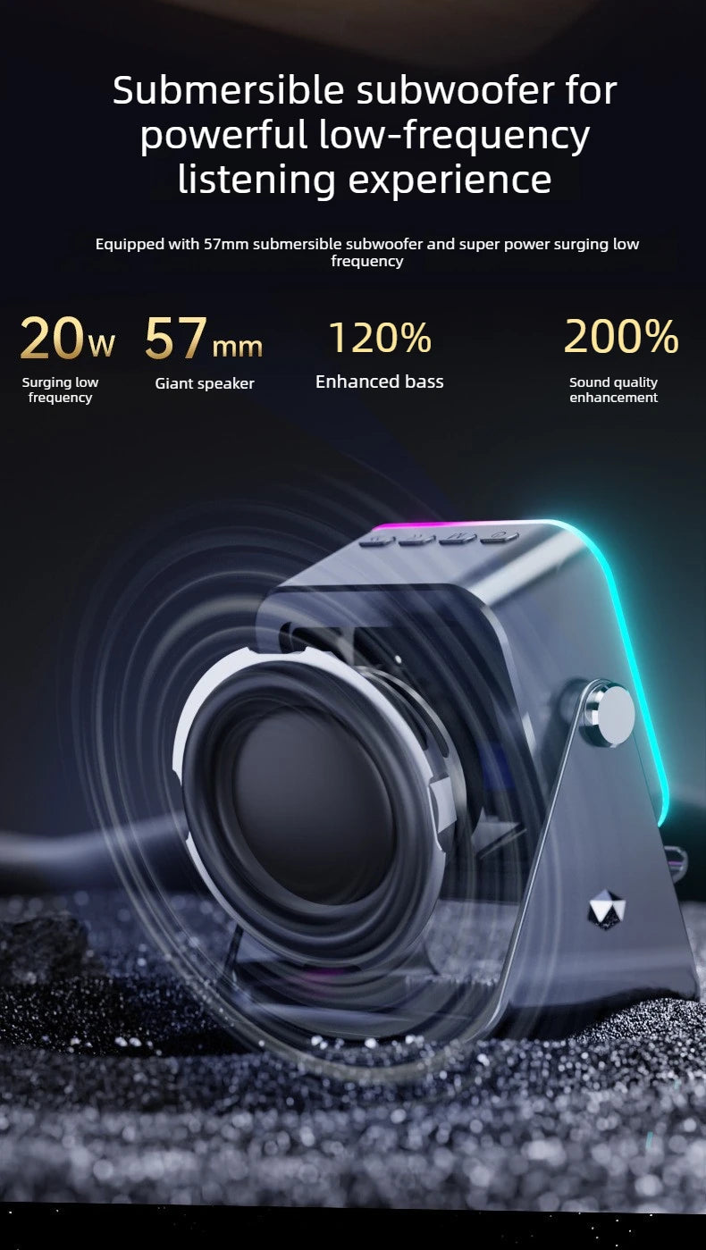 NEW 5 in 1 Auto-induction Wireless Induction Speaker 8 Mode RGB Light Phone Stand Surround Sound Portable Bluetooth Phone Holder