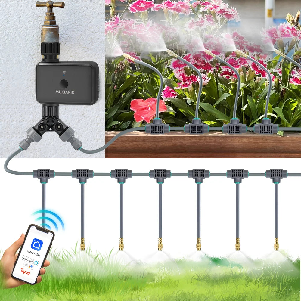 New 5G Dual-band WiFi Smart Garden Timer Irrigation Kit Remote APP Custom Horticulture Mist Cooling System IP55 Life waterproof