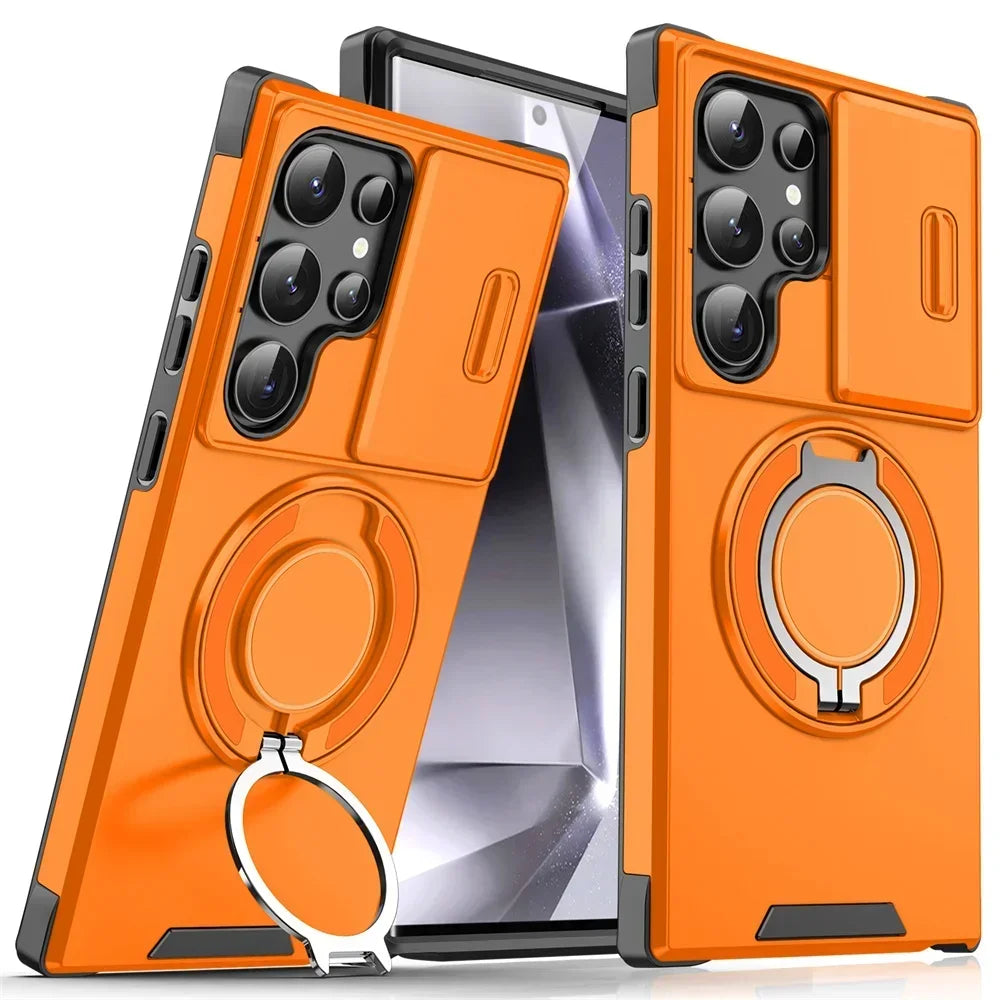 Samsung Galaxy S25 Magnetic Case with Camera Cover - Slim Fit Protection Orange Tidesmit