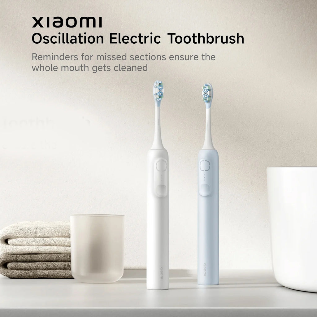 Xiaomi Oscillation Electric Toothbrush EU, Sonic Vibration Motor 2 Colours Shock-absorbing Copper-free Cleaning Brush Head 180-day Battery Life