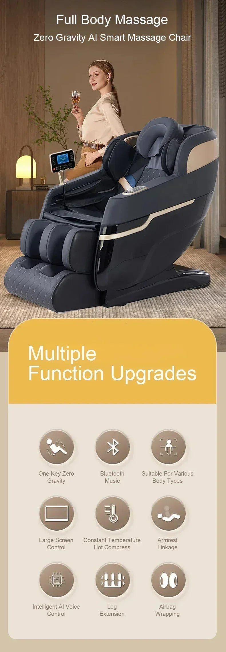 4D Massage Office Chair with Zero Gravity Recline and Heat Therapy Massage Chairs Tidesmit