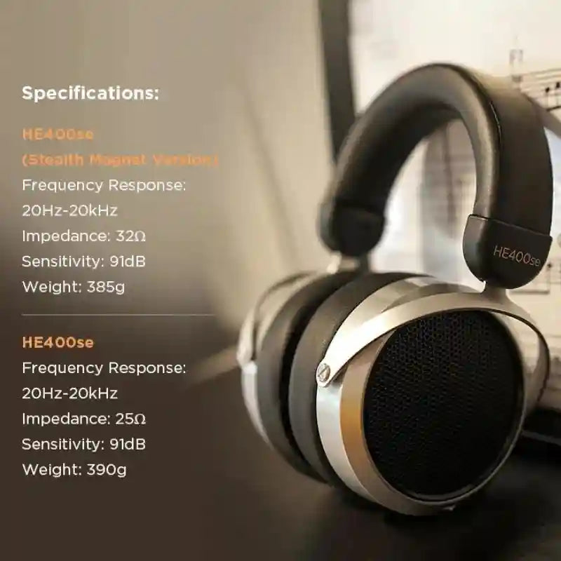 Hifiman HE400se Open-Back Planar Magnetic Headphones - Stealth Magnet Design Tidesmit