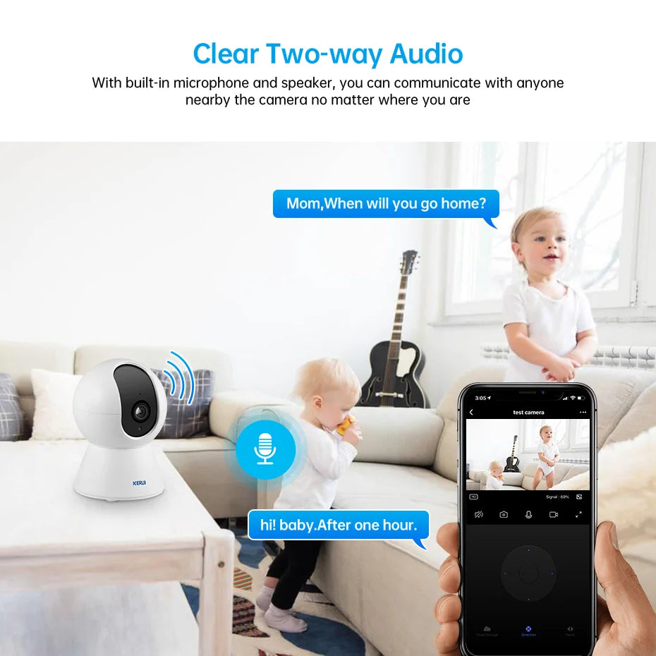 KERUI Onvif  4K 5MP 8MP WiFi IP Camera Indoor Wireless Home Security CCTV Surveillance Camera With Tuya Smart Auto Tracking