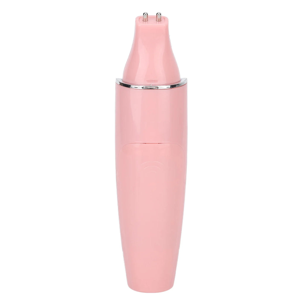 Portable pink digital facial skin analyzer pen for home skincare with dual metal sensor probes and ergonomic design.