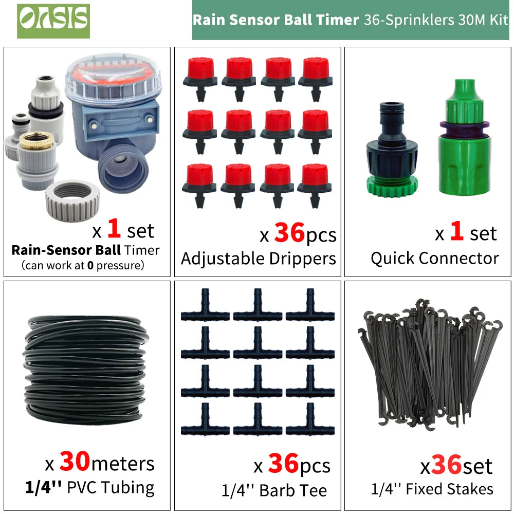 OASIS 50M-5M DIY Drip Irrigation System Automatic Watering Garden Hose Micro Drip Watering Kits with Adjustable Drippers