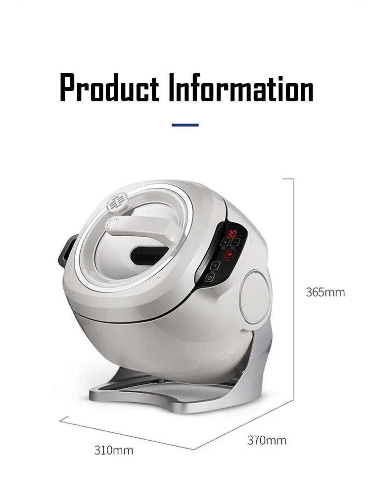 White drum-style cooking machine, front view with lid and control lights