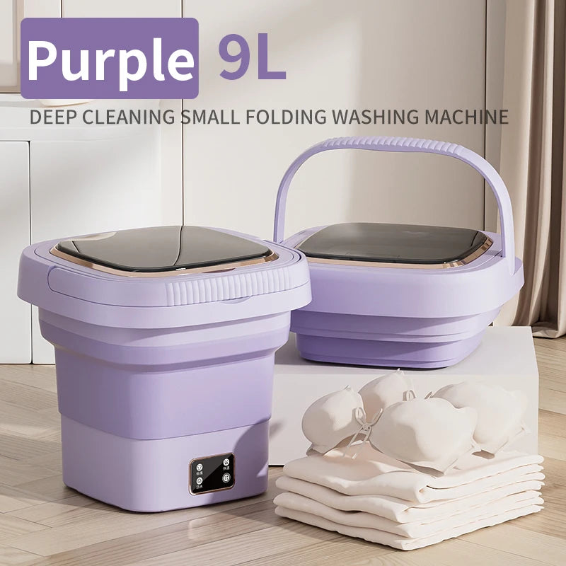 Tidesmit 9L foldable portable washing machine with LCD display and spin dryer for underwear and socks