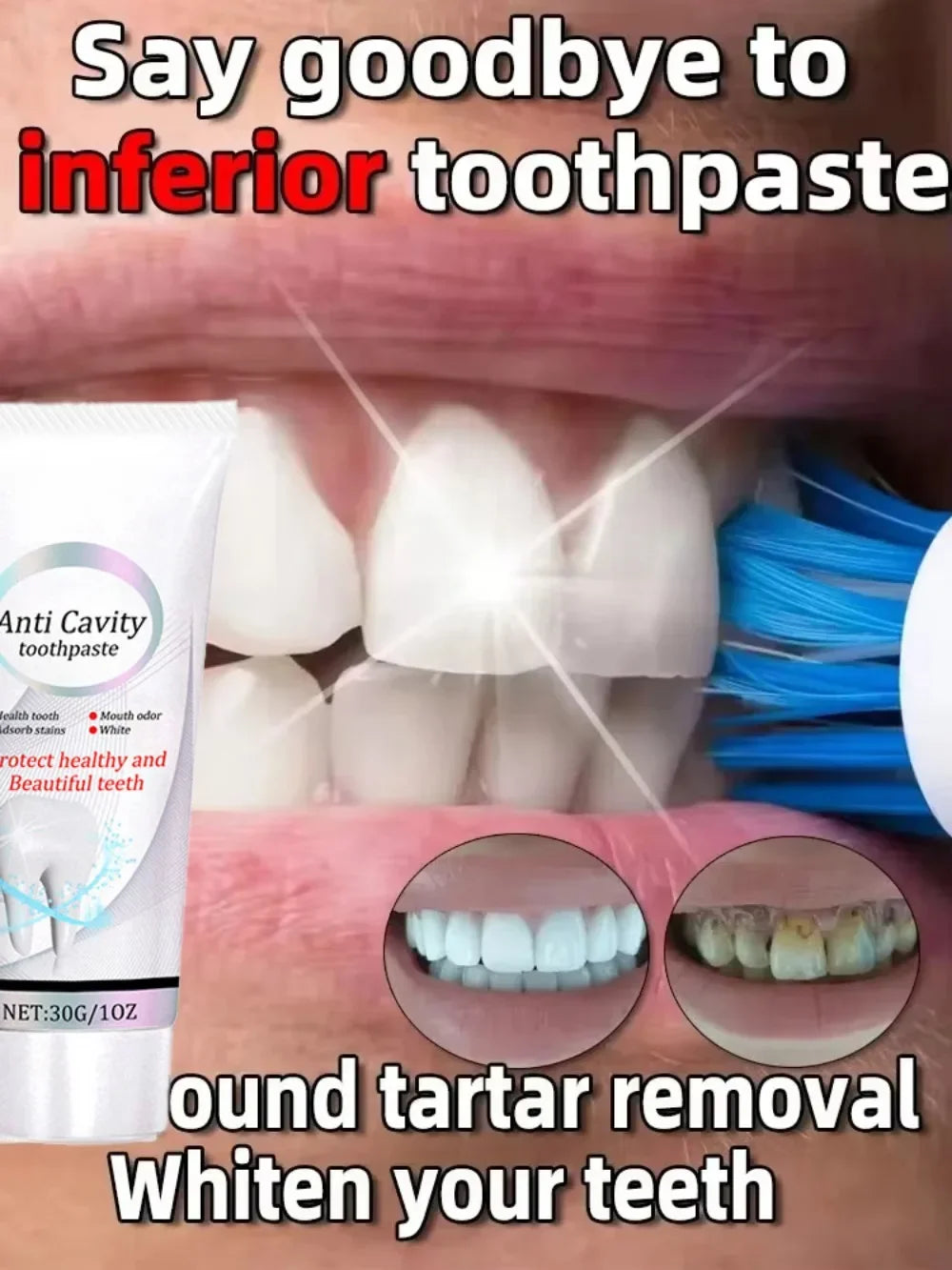 Tidesmit teeth whitening toothpaste for cavity repair, plaque removal, and fresh breath.