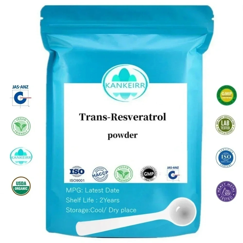 Trans-resveratrol Powder Antioxidant Supplement Skin Whitening Anti-cancer Nmn Anti-wrinkle Cosmetic Materials