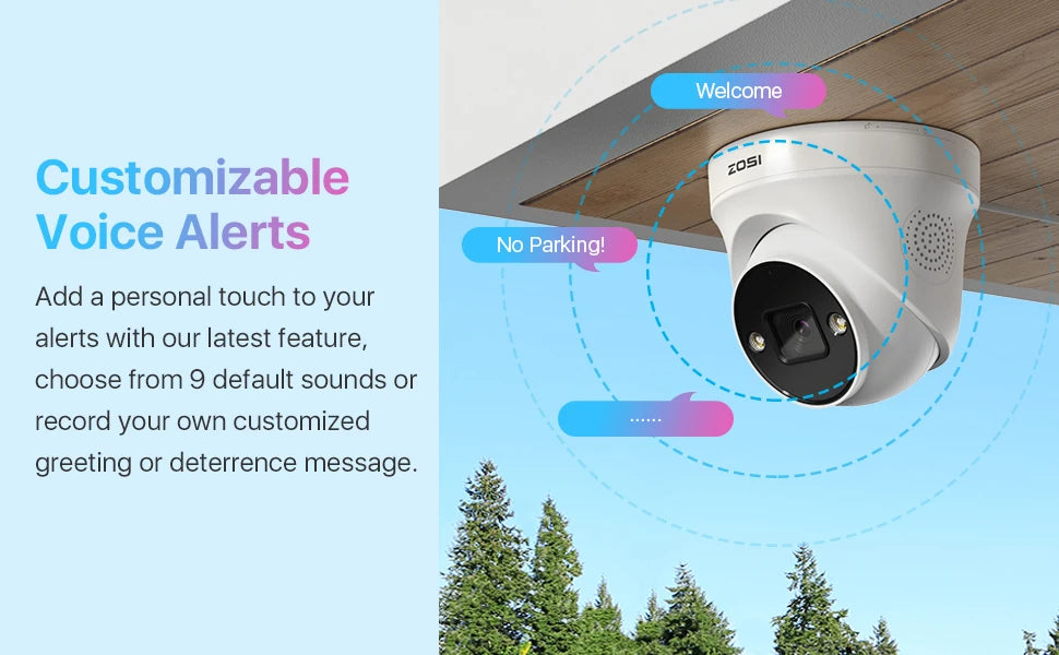 ZOSI 4K PoE SecurityCamera H.265+ 8MP 5MP HD Add-on Camera AI Detection Color Night Vision Outdoor Video Surveillance IP Camera